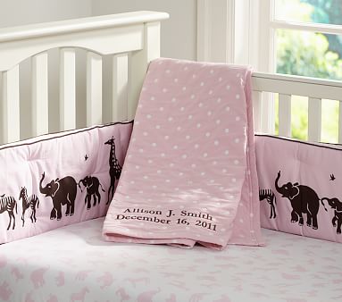 Nursery Bedding Set: Crib Fitted Sheet, Toddler Quilt & Crib Skirt