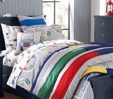 Organic Maxwell Train Kids Sheets | Pottery Barn Kids