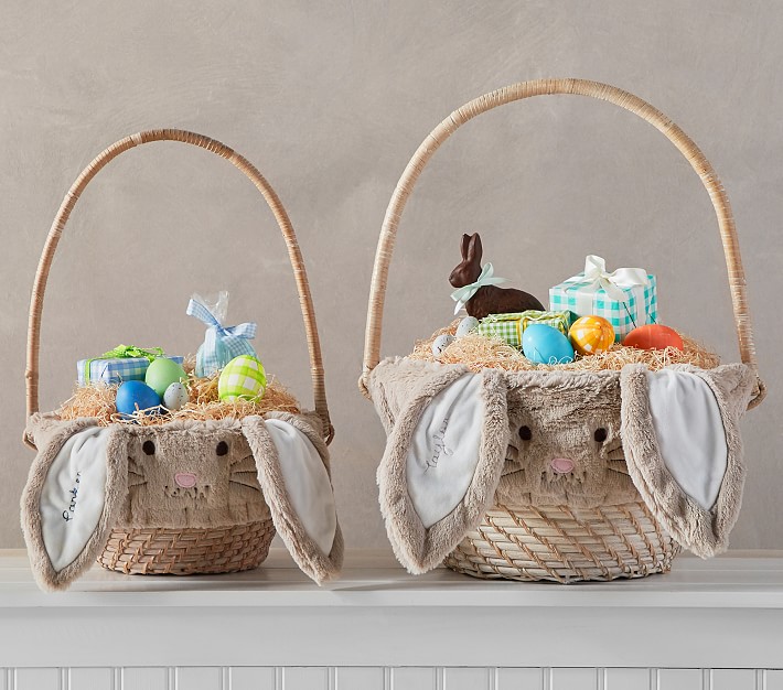 Taupe Fur Bunny Easter Basket Liners