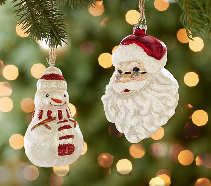 Santa &#38; Snowman Mercury Glass Ornaments