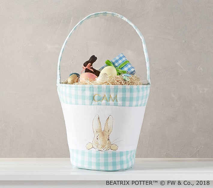 Peter Rabbit&#8482; Aqua Gingham Easter Bucket