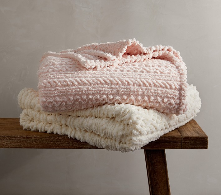 Carved Cable Sherpa Bed Blanket