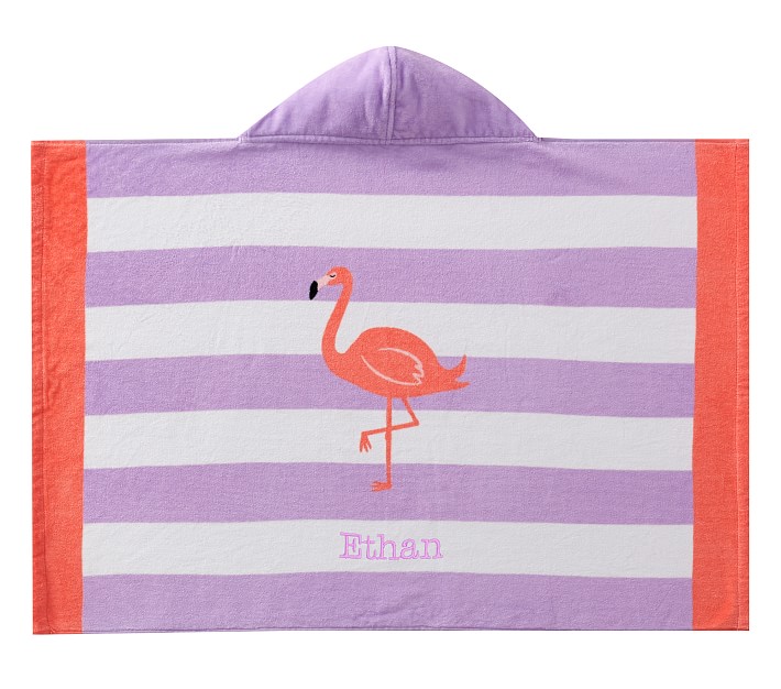 Flamingo Stripe Baby Beach Hooded Towel