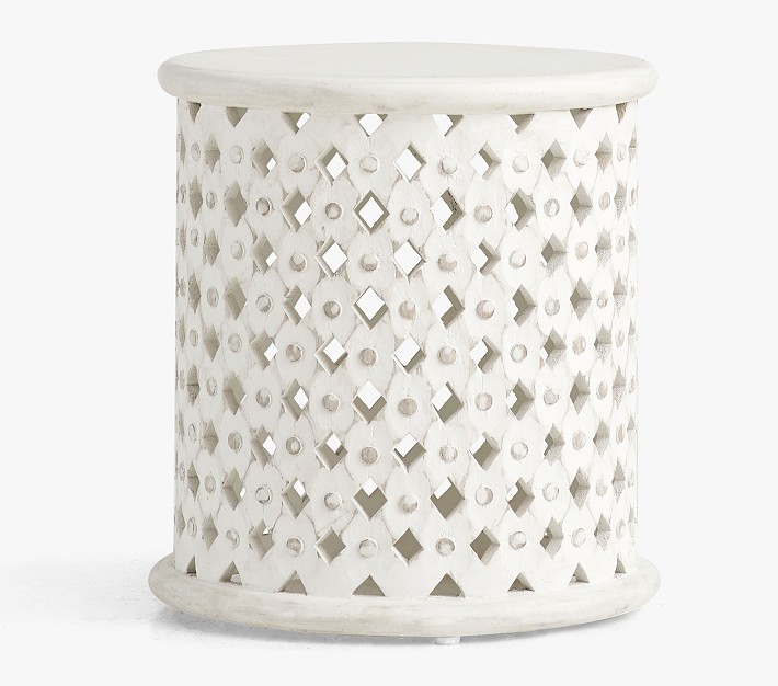 Stella Side Table, Antique White, In-Home Delivery