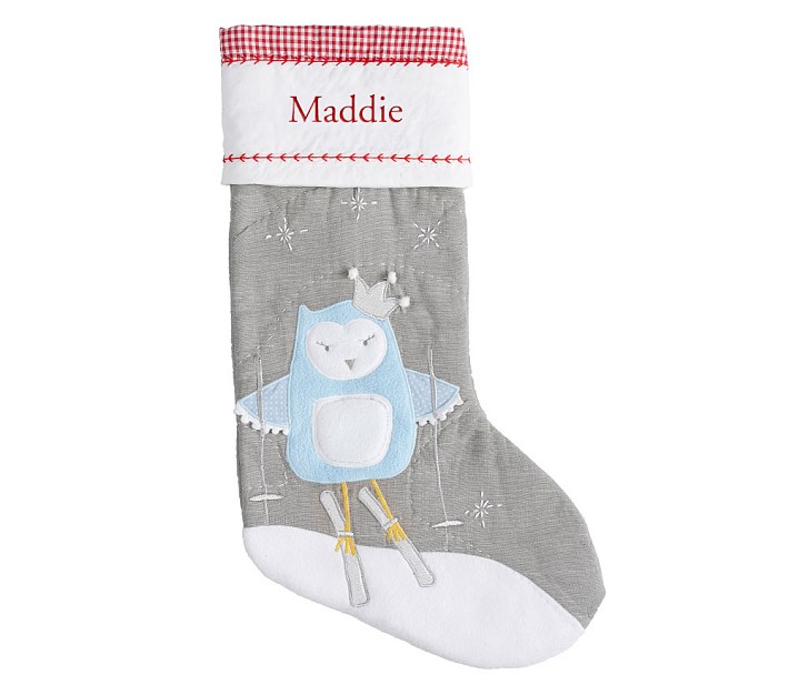 Skiing Owl Quilted Stocking