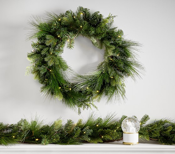 Faux Lit Greenery Wreath | Pottery Barn Kids