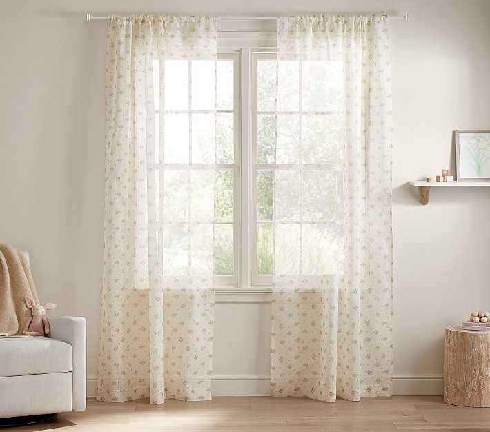 Ditsy Floral Sheer Curtain, Set of 2 | Pottery Barn Kids