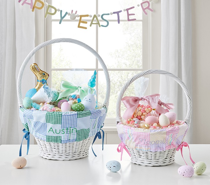 Preppy Madras Easter Basket Liners Pottery Barn Kids