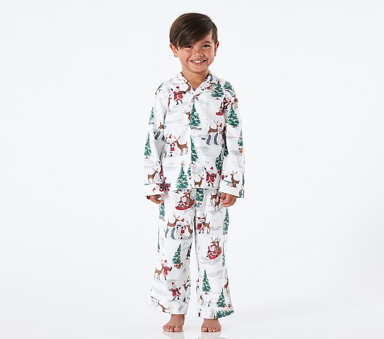 Santa Flannel Kids Christmas Pajamas | Pottery Barn Kids