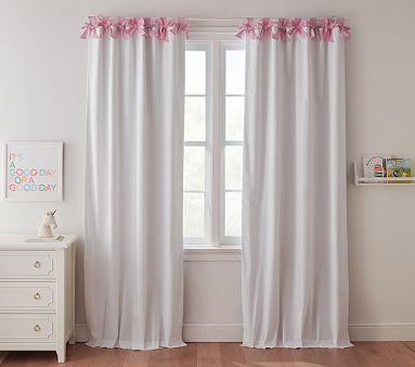 Oxford Stripe Bow Top Blackout Curtain | Pottery Barn Kids