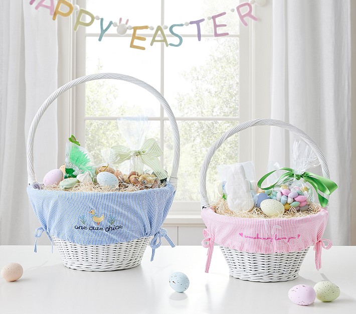 Seersucker Sentiment Easter Basket Liners Pottery Barn Kids
