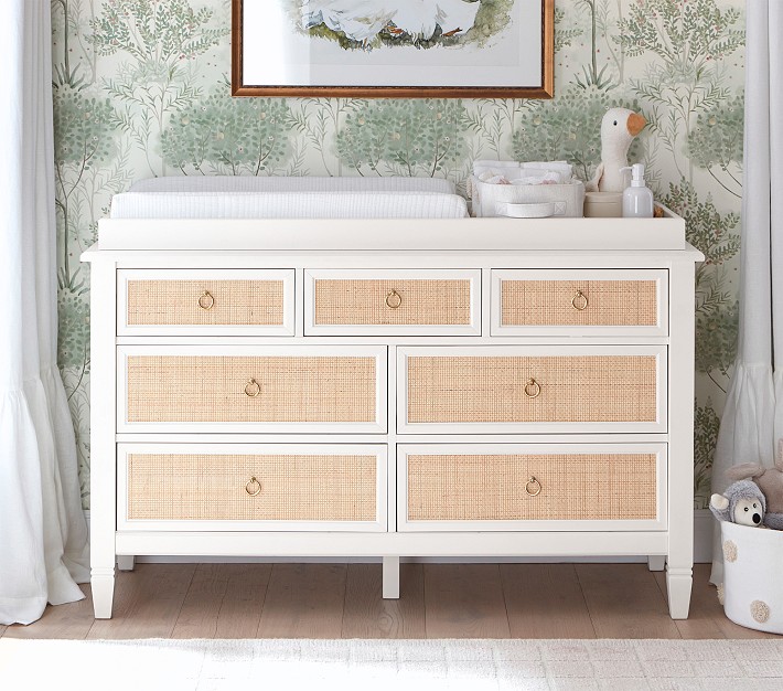 Ava Regency Caned Extra-Wide Nursery Dresser &amp; Topper