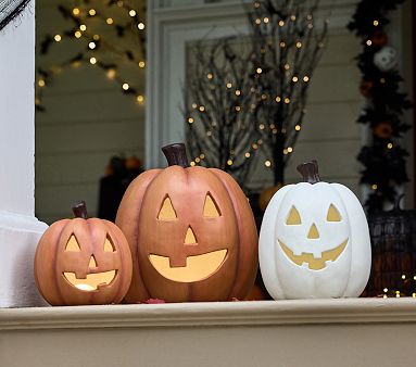 Light-Up Paper Mache Pumpkin | Pottery Barn Kids