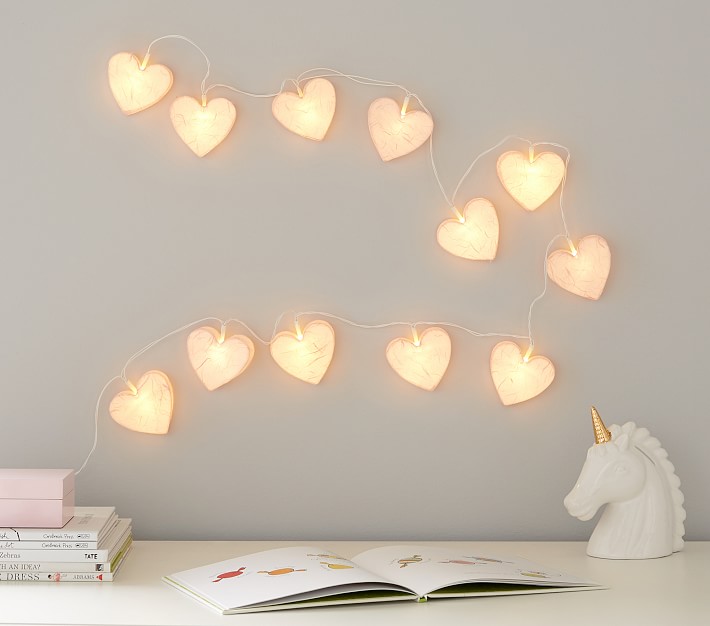 Paper Mache Heart String Lights