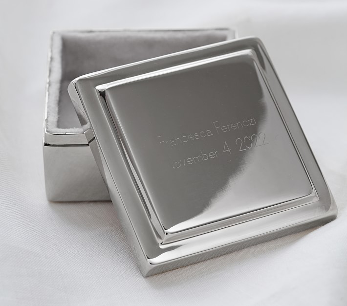 Silver Engravable Cross Keepsake Box