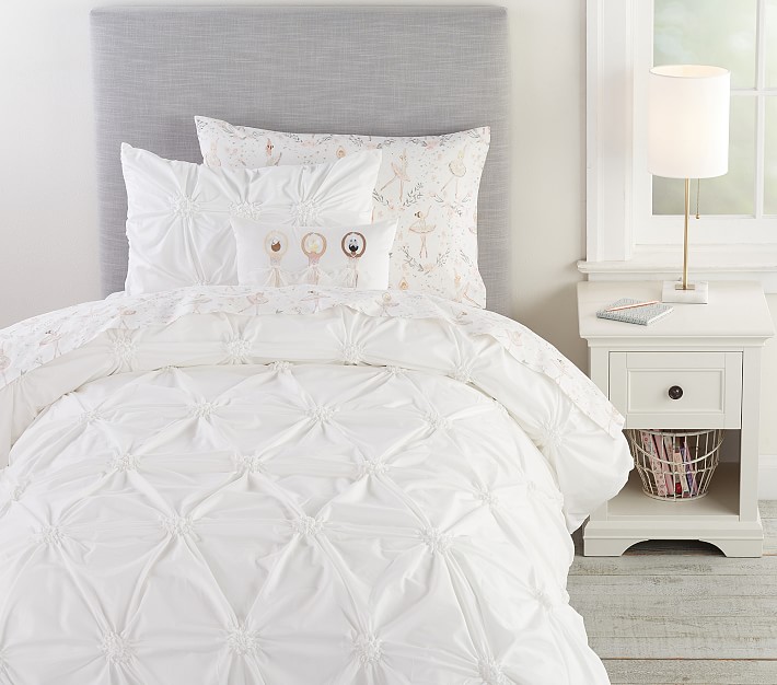 Organic Ruched Rosette Kids' Duvet Cover & Shams Pottery Barn Kids