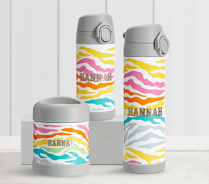 Mackenzie Rainbow Zebra Water Bottles | Pottery Barn Kids