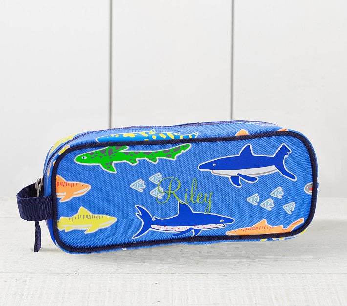 Mackenzie Bright Blue Sharks Glow-in-the-Dark Pencil Case