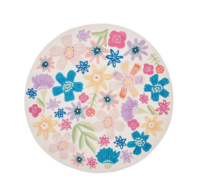 Naomi Carved Floral Round Rug Pottery Barn Kids