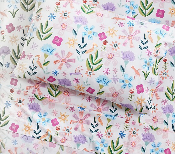 Naomi Floral Organic Sheet Set & Pillowcases | Pottery Barn Kids