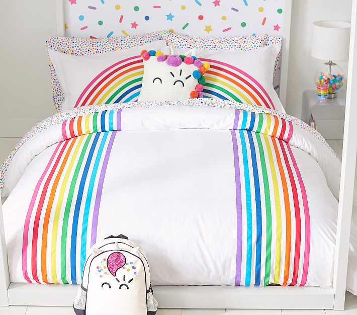 FLOUR SHOP Rainbow Organic Duvet Cover & Shams &amp; Sham Set