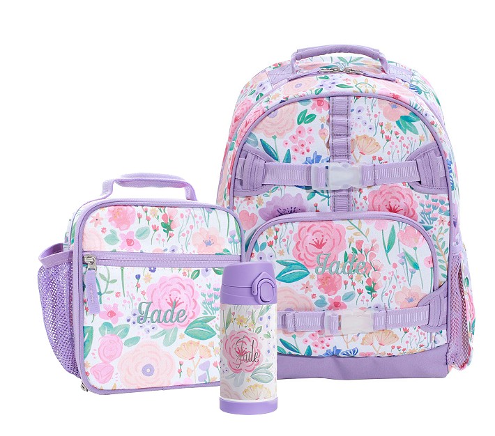 Mackenzie Lavender Floral Blooms Backpack &amp; Lunch Bundle, Set of 3