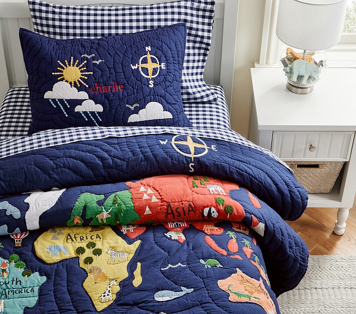 World Map Quilt &amp; Shams