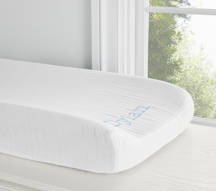 Personalized Solid White Muslin Changing Pad Cover Pottery Barn Kids