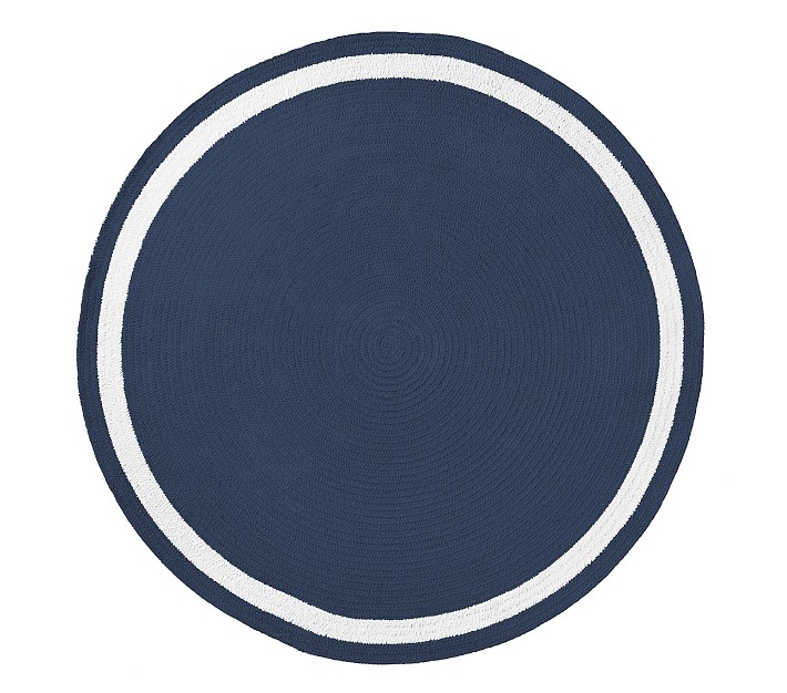 Custom Chenille Border Reversible Easy Clean Rug, Round