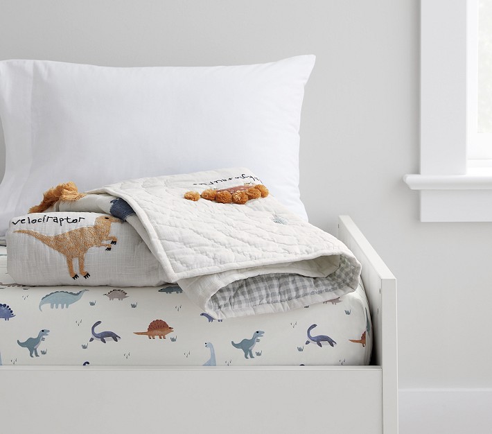 Embroidered Dino Toddler Quilt Crib Sheet Bundle Pottery Barn Kids