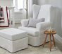 Wingback Slipcovered Swivel Glider