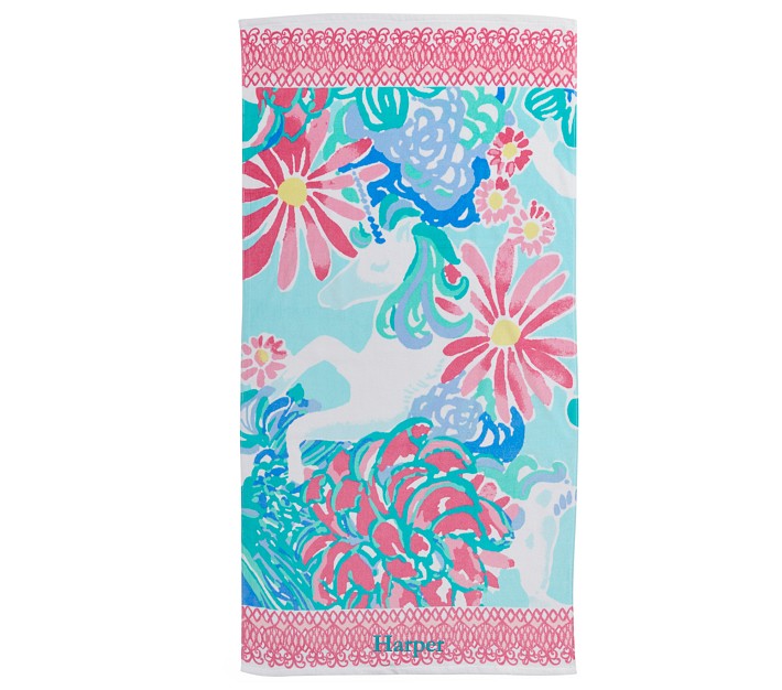 Lilly Pulitzer Unicorns In Bloom Kid Beach Towel | Pottery Barn Kids