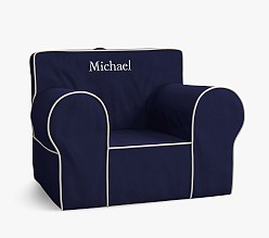Oversized Anywhere Chair®, Navy with White Piping