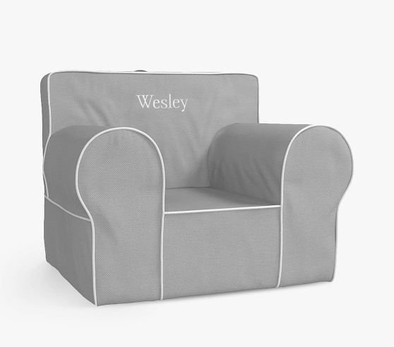 Oversized Anywhere Chair®, Gray with White Piping