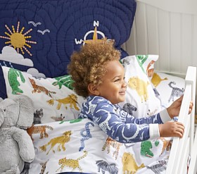 Silly Safari Organic Toddler Bed Sheet Set & Pillowcase | Pottery Barn Kids