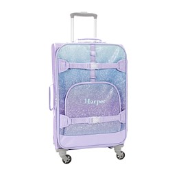 Mackenzie Lavender Aqua Ombre Sparkle Glitter Spinner Luggage Pottery Barn Kids