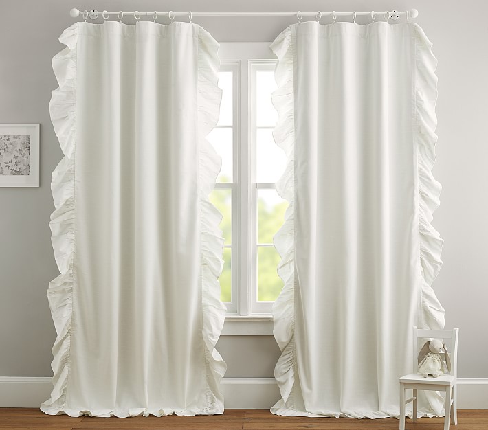 Evelyn Ruffle Border Blackout Curtain | Pottery Barn Kids