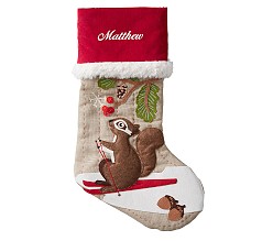 Skiing Squirrel Woodland Stocking