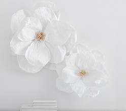 Jumbo Crepe White Paper Flowers Set of 2