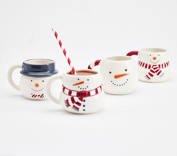 Snowman Shaped Kid Mugs, Set of 4