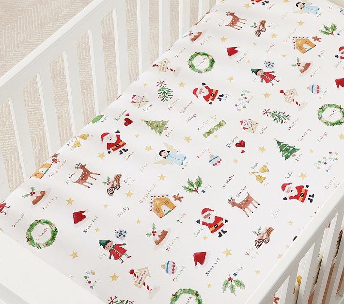 Holiday ABC Organic Crib Fitted Sheet Pottery Barn Kids