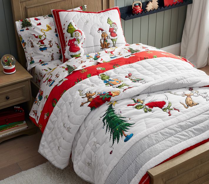 Pottery store barn teen the grinch festive organic sheets