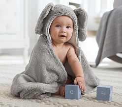 Faux Fur Elephant Baby Hooded Towel