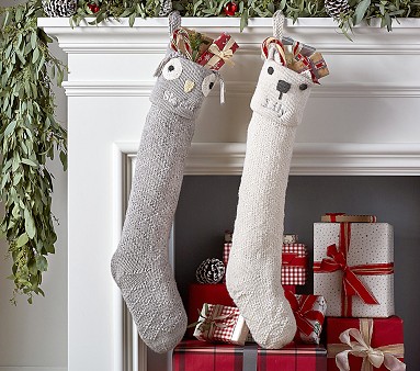 PBK knit discount owl and bear stocking