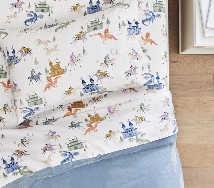 Flannel Knights &amp; Dragons Organic Sheet Set