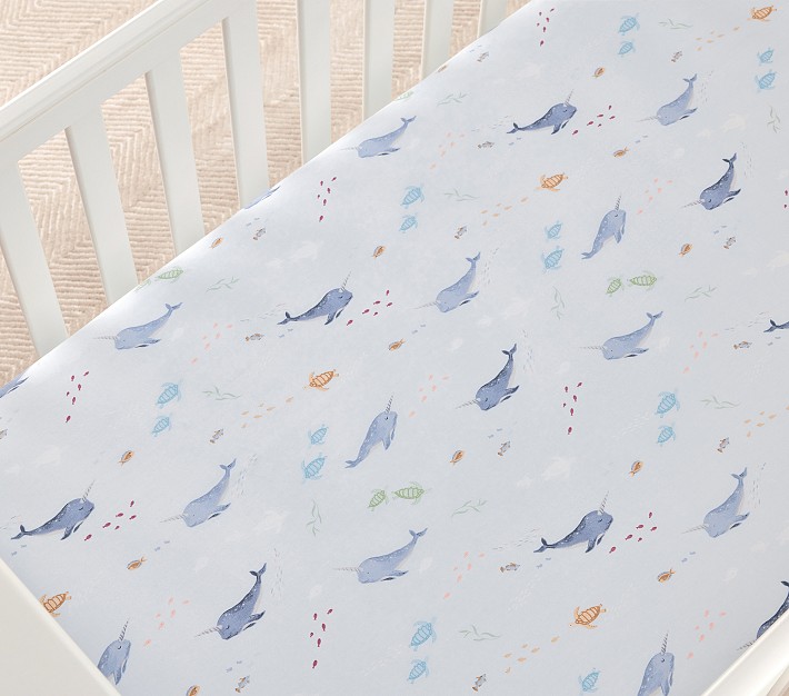 Narwhal Organic Crib Fitted Sheet Pottery Barn Kids