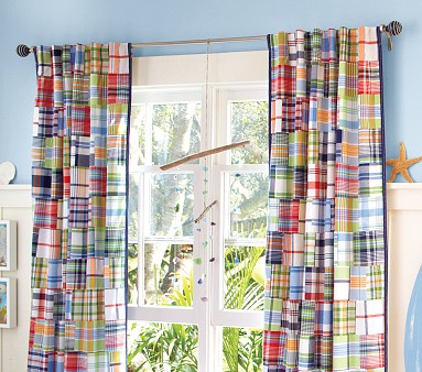 Pottery outlets Barn Kids Madras Plaid Blackout Panels Set of 2