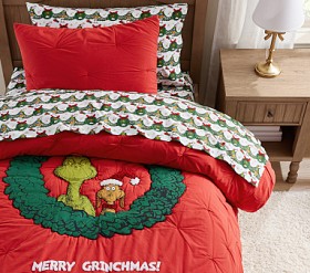 Grinch shops Pottery Barn Christmas Holiday Quilt FULL/QUEEN