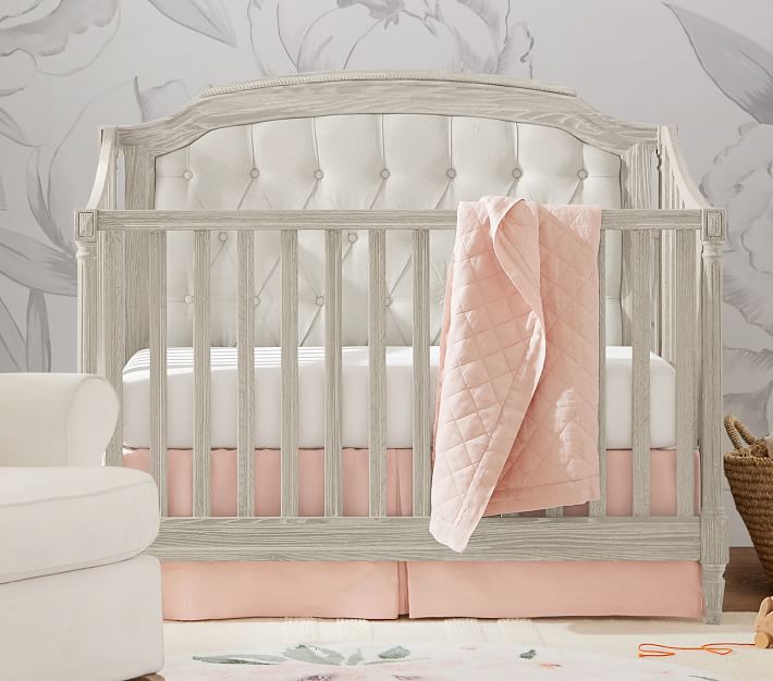 Linen Crib Skirt Gray