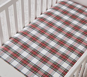 Stewart Plaid Flannel Organic Crib Fitted Sheet Pottery Barn Kids